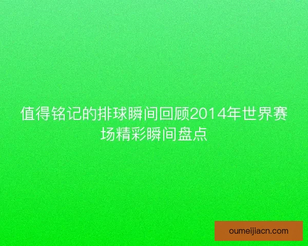 值得铭记的排球瞬间回顾2014年世界赛场精彩瞬间盘点