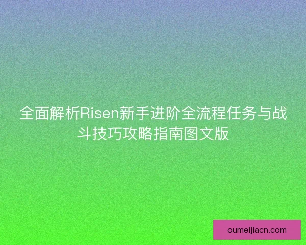 全面解析Risen新手进阶全流程任务与战斗技巧攻略指南图文版