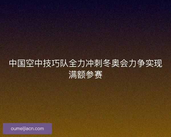 中国空中技巧队全力冲刺冬奥会力争实现满额参赛